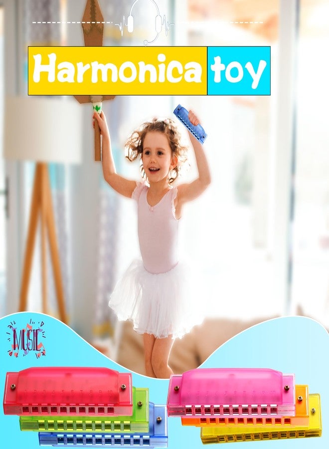 Restroma 12 Pcs Kids Plastic Harmonica Bulk 10 Holes Toy Harmonica Translucent Harmonica Musical Instruments for Boys Girls Beginner, 6 Colors - Image 4